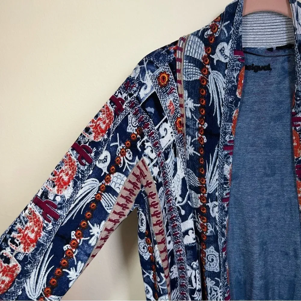 ✨‎ Desigual Women’s Blue Santorini Cactus Print Cardigan Sweater